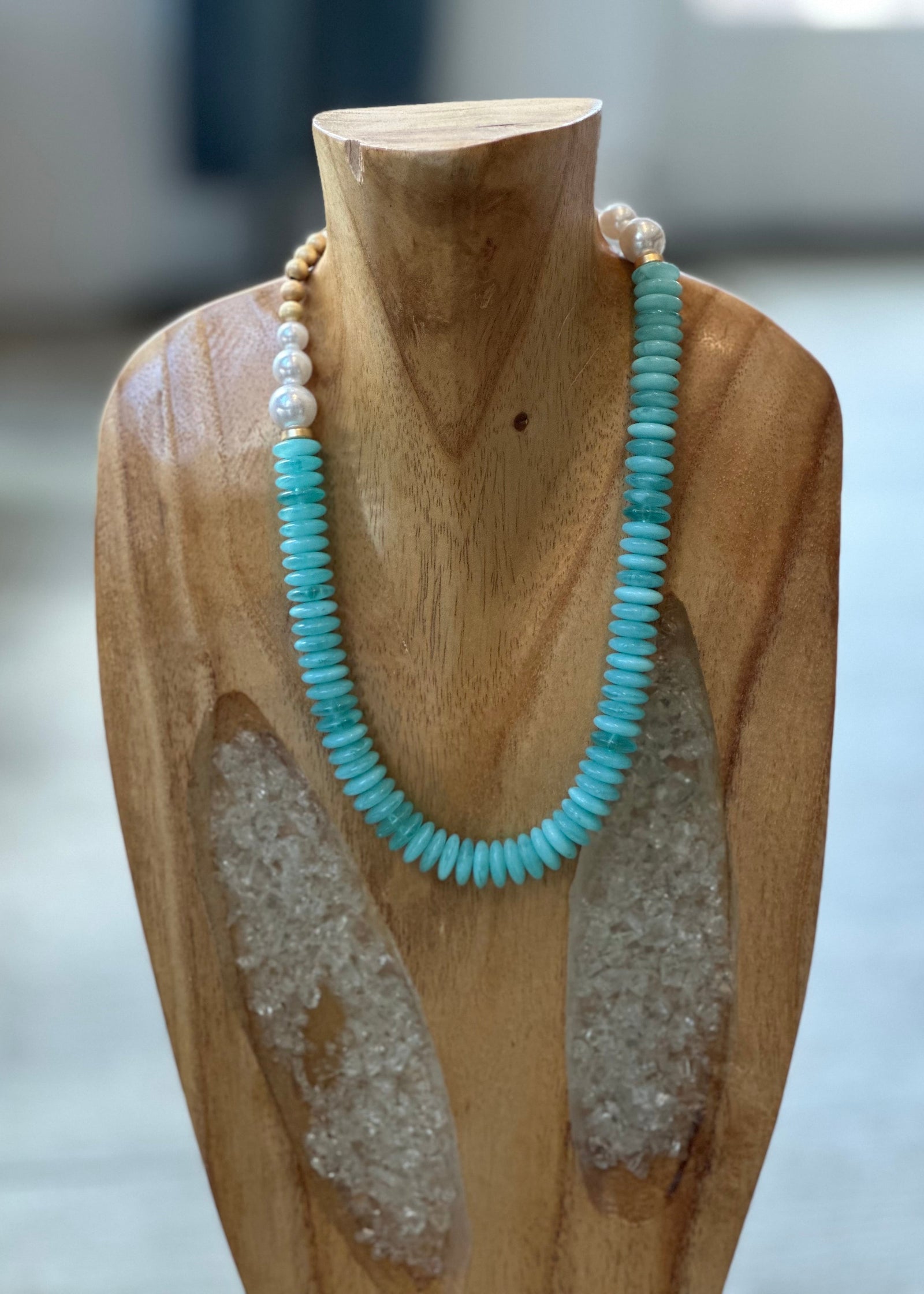Golden Girl Necklace Aqua