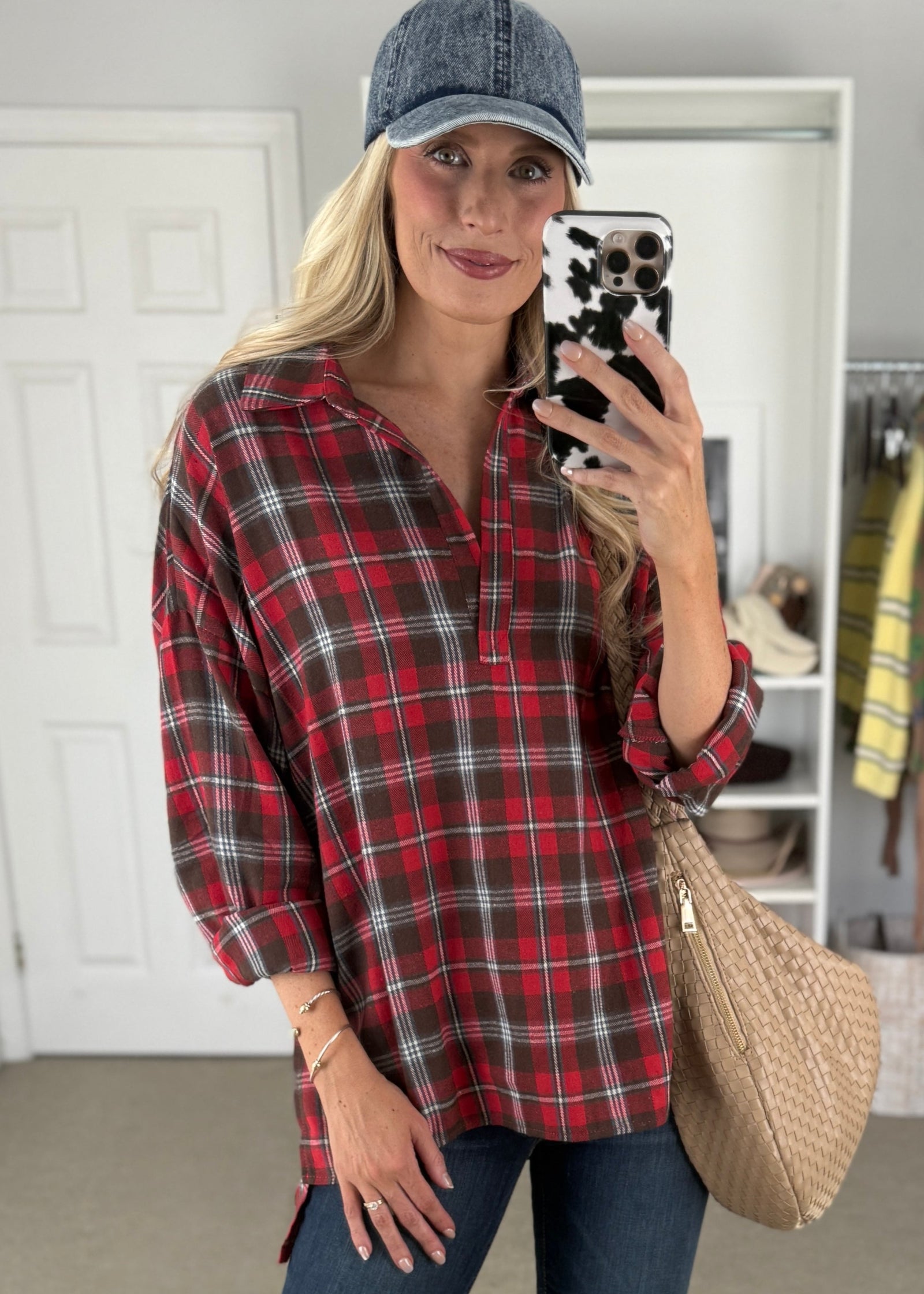 Paulie Flannel Pullover Red