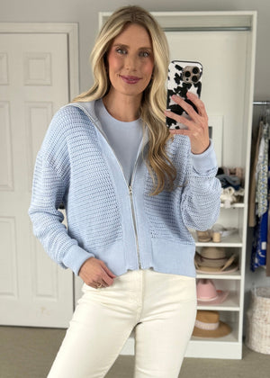Bindi Zip Cardi Blue
