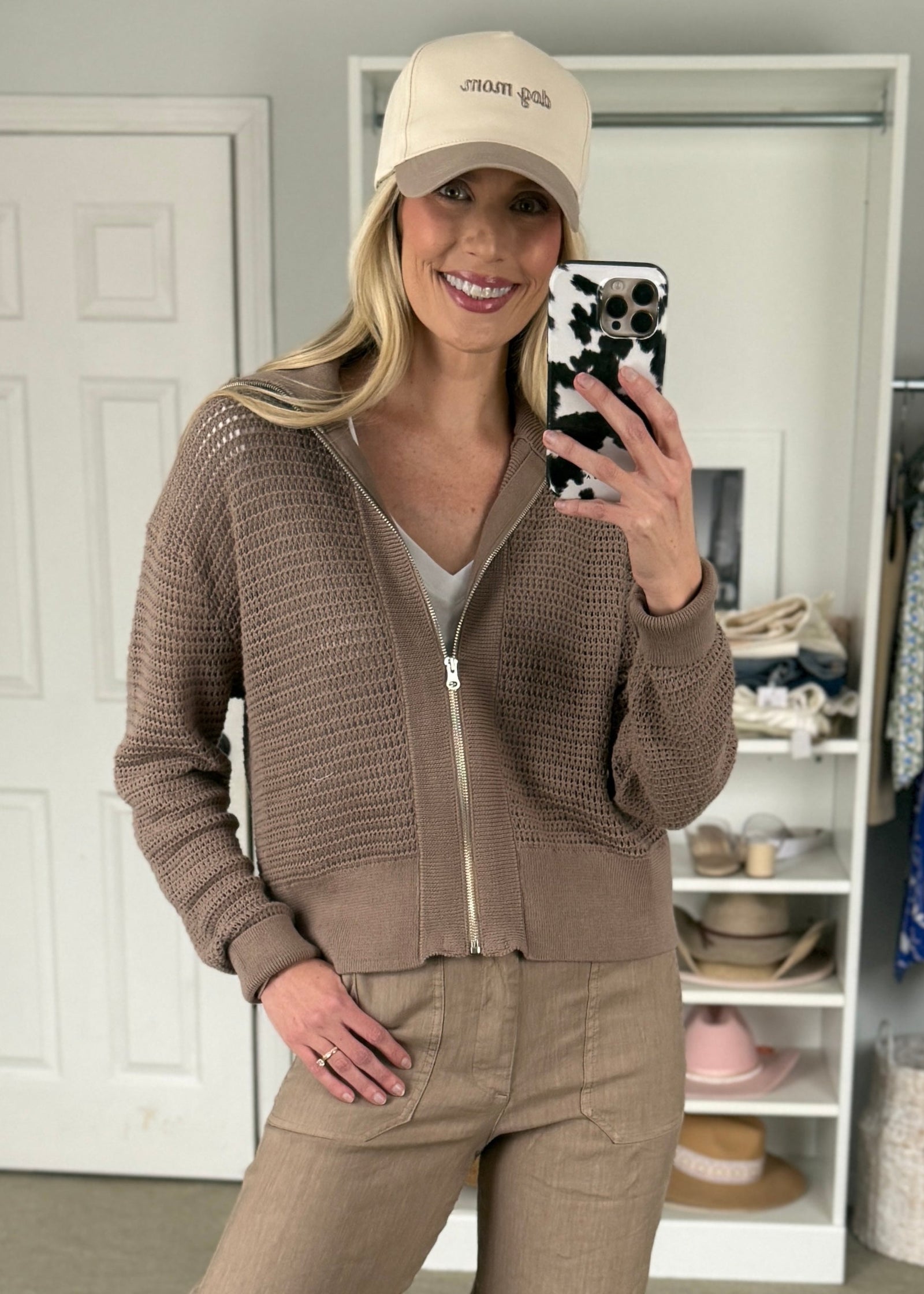 Bindi Zip Cardi Brown