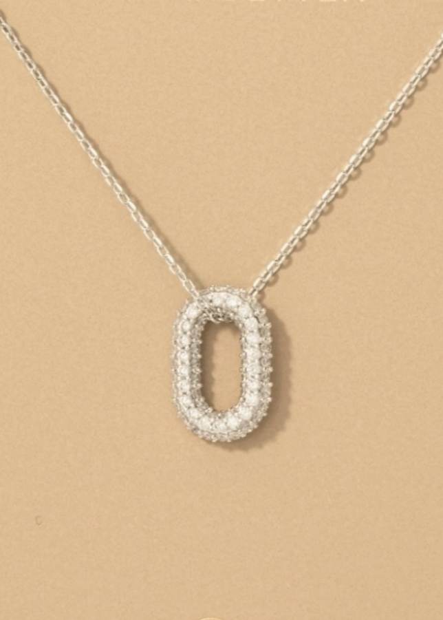 Oval CZ necklace silver
