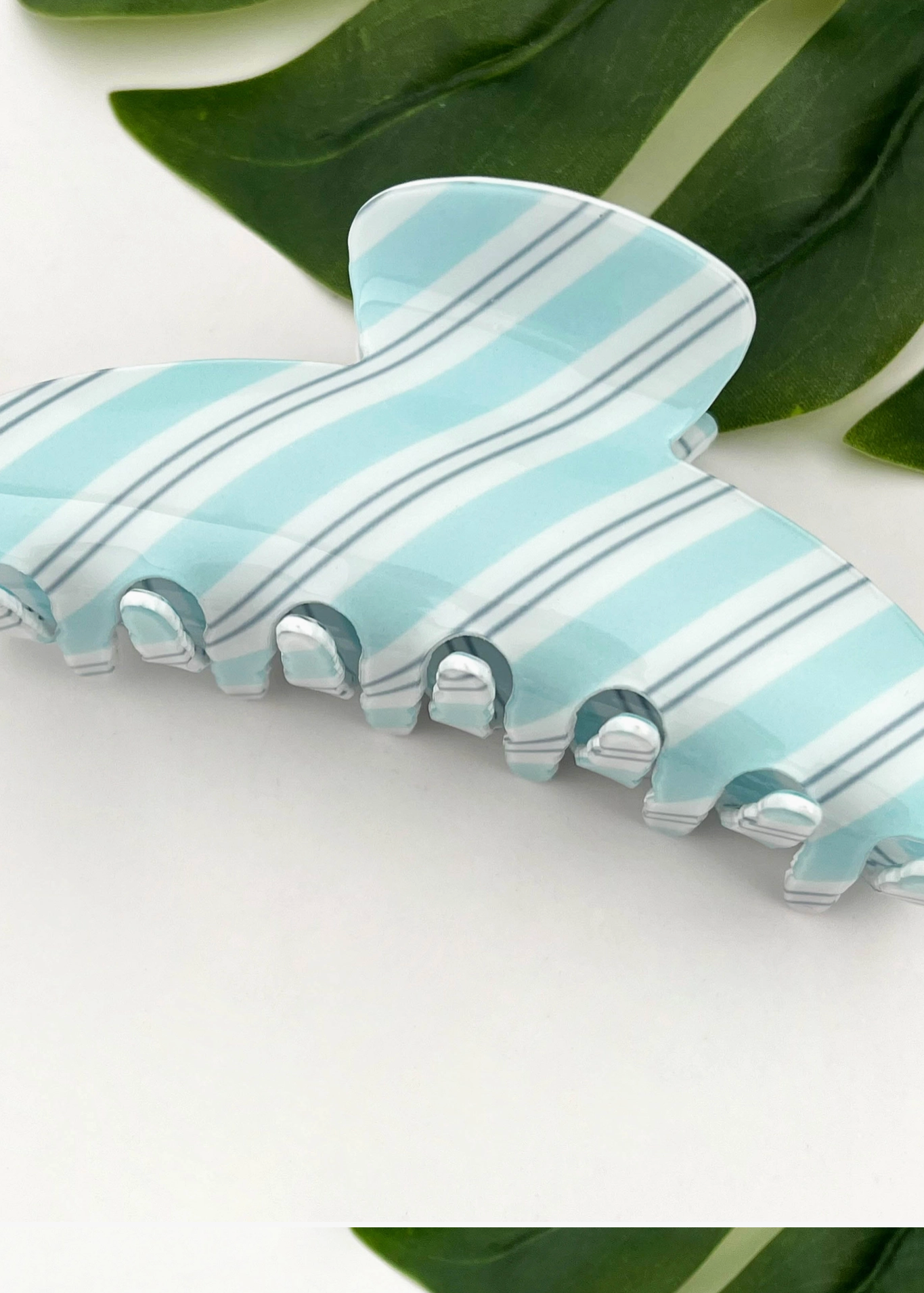Stripey Claw Clip Blue