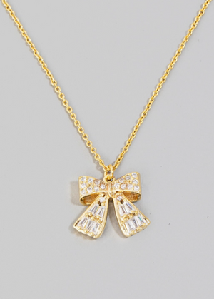 Rhinestone Bow Necklace