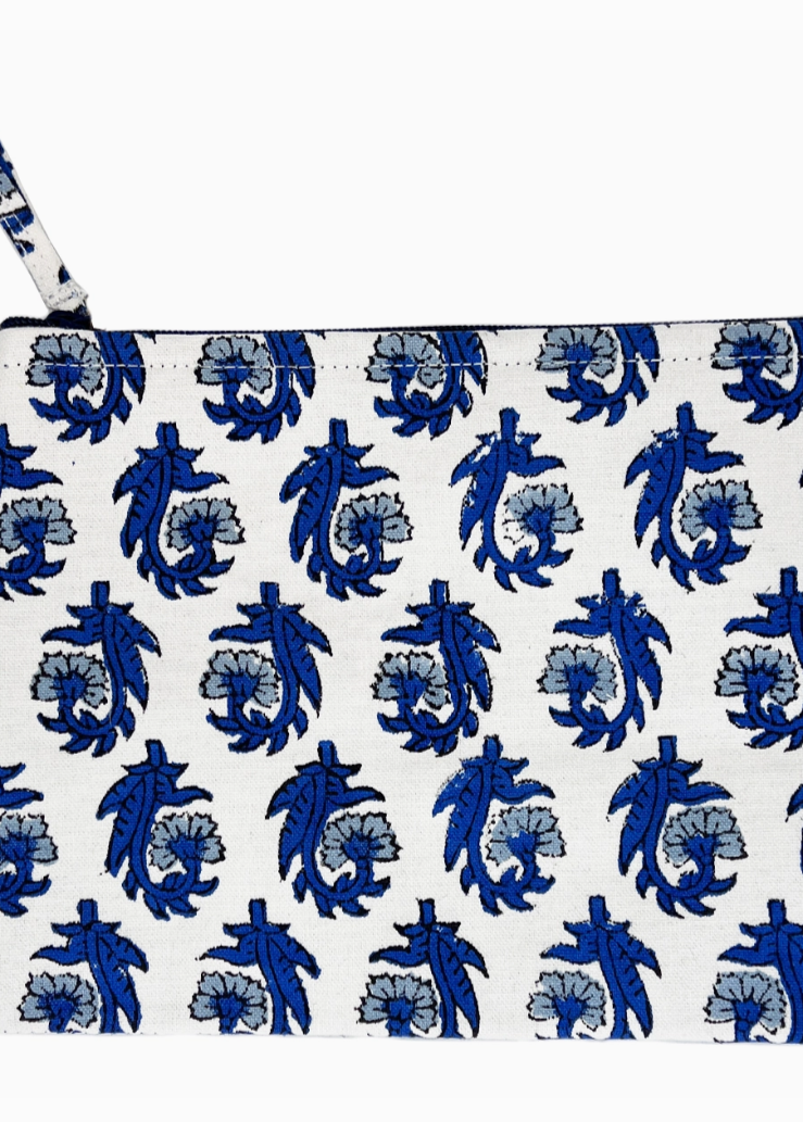 Navy Blooms Pouch