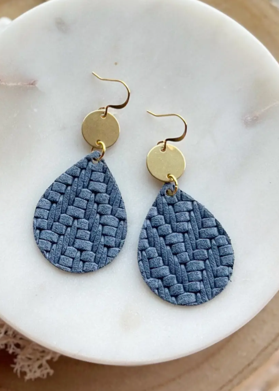 Basket Weave Earrings Denim