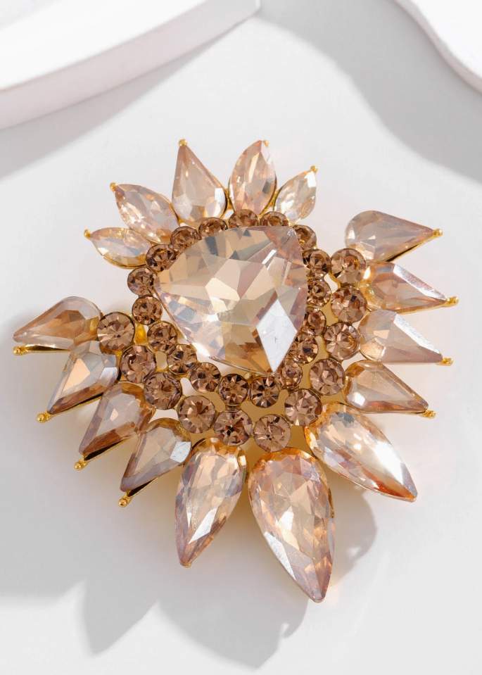 Rhinestone Brooch Gold