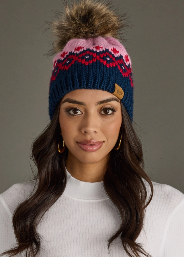 Pink Patterned Beanie