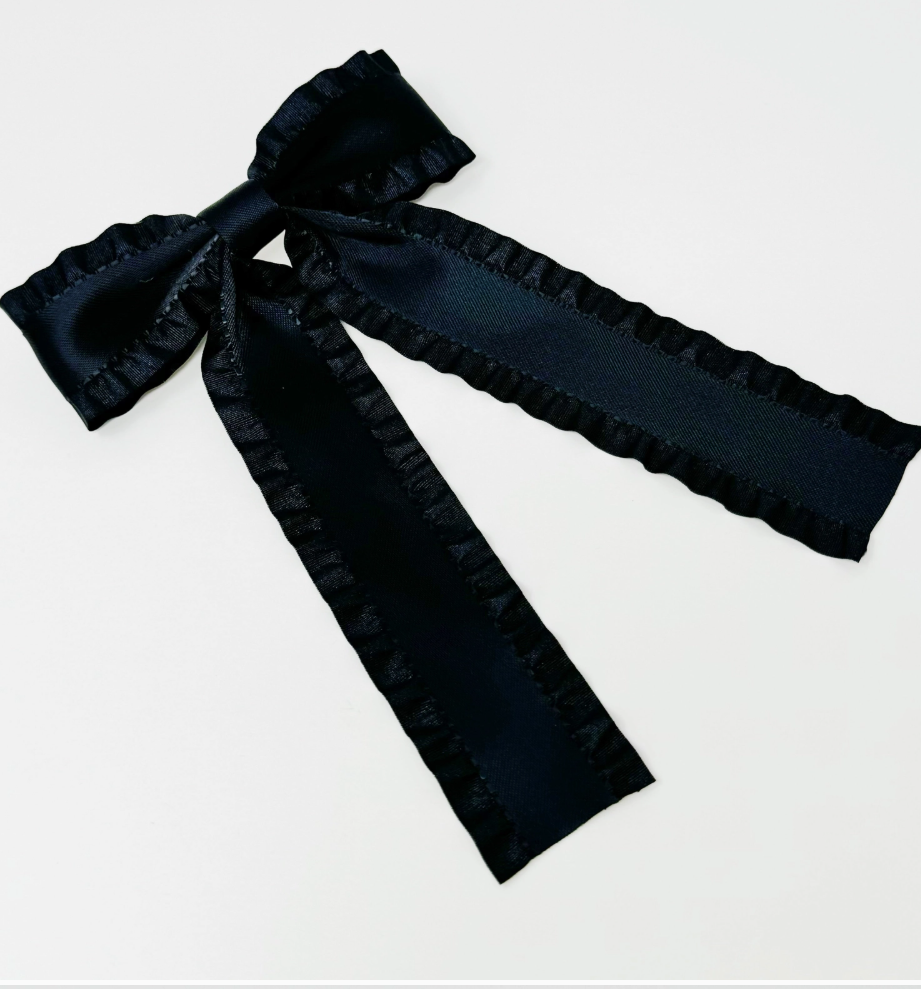 Wavy Hair Bow black