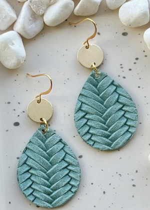 Basket Weave Earrings Sage