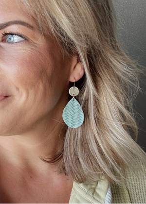 Basket Weave Earrings Sage