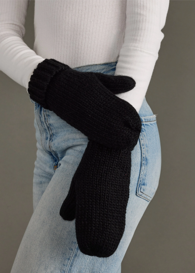 Cuffed mittens Black