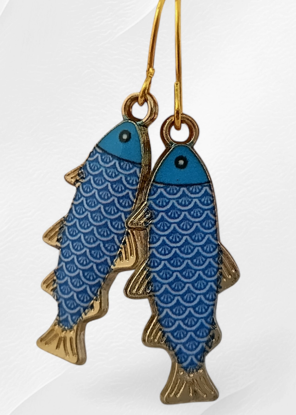 Fancy Fish Earrings Blue
