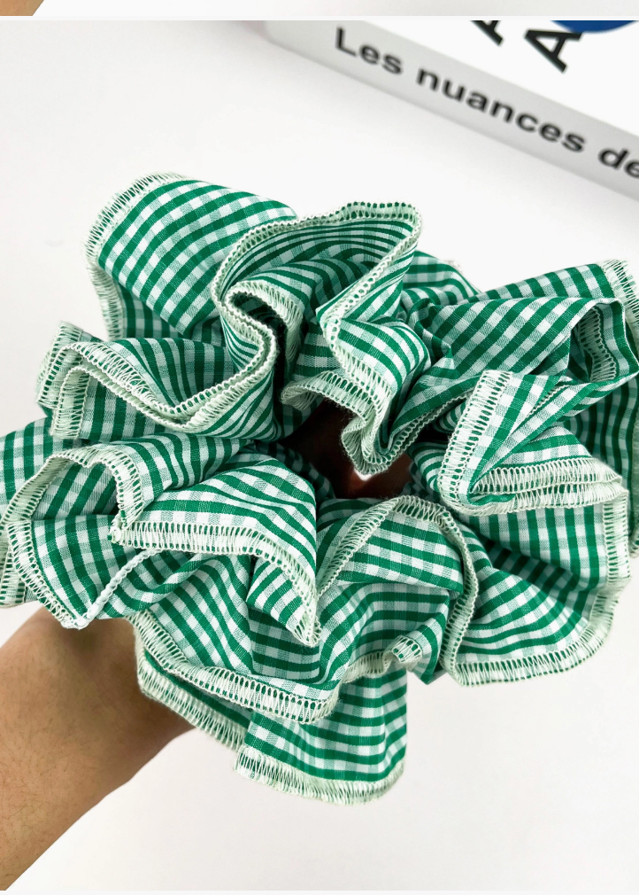 Green Gingham scrunchie