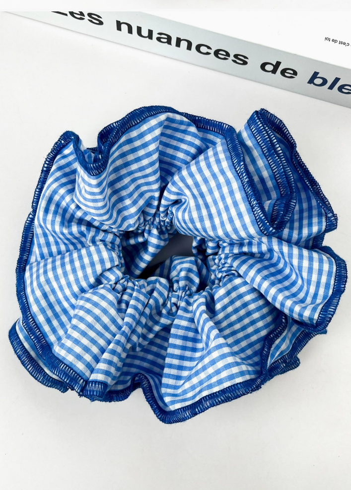 blue Gingham scrunchie