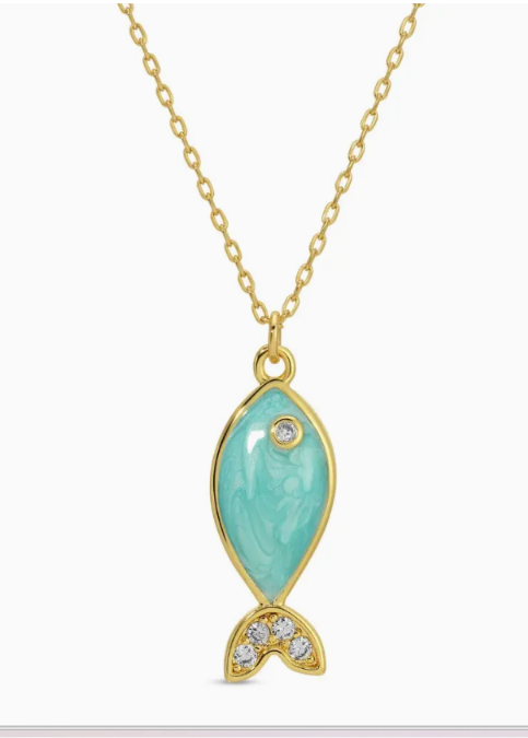 Here Fishy Necklace Turq