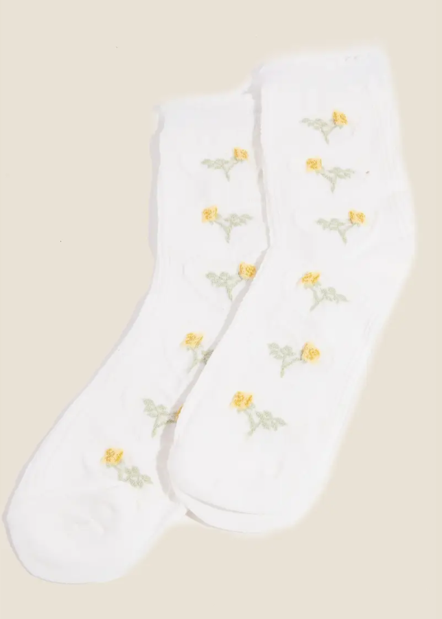 Yellow Floral Socks