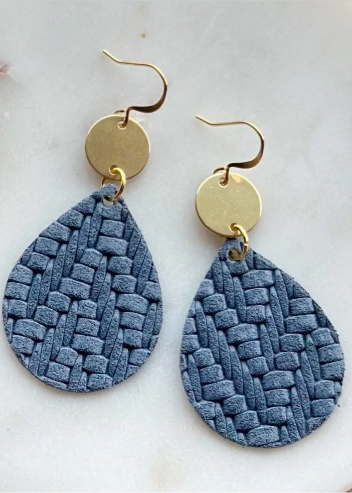 Basket Weave Earrings Denim