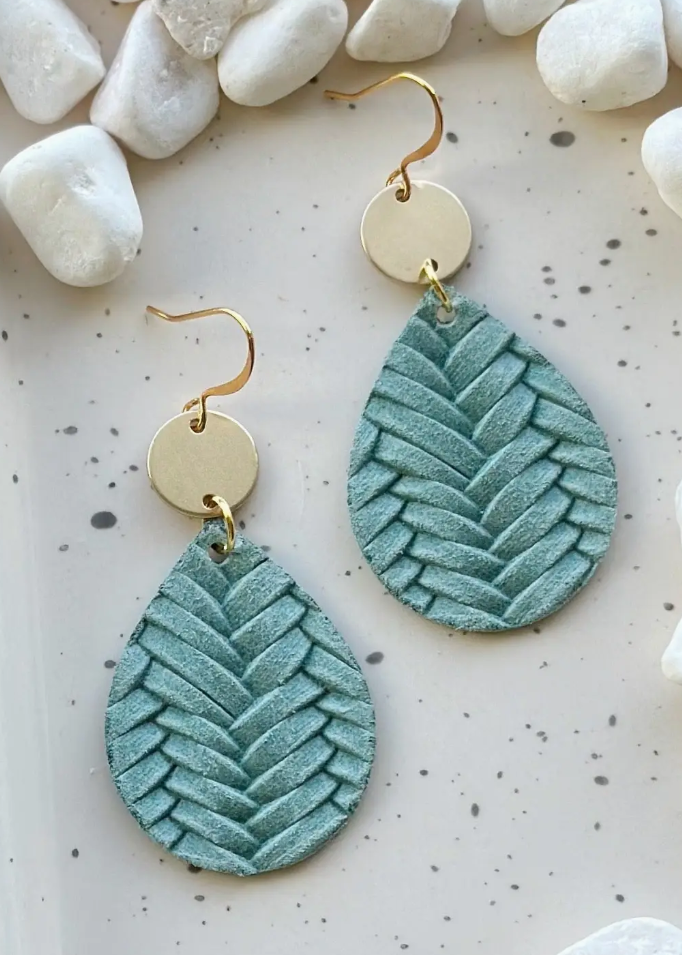 Basket Weave Earrings Teal
