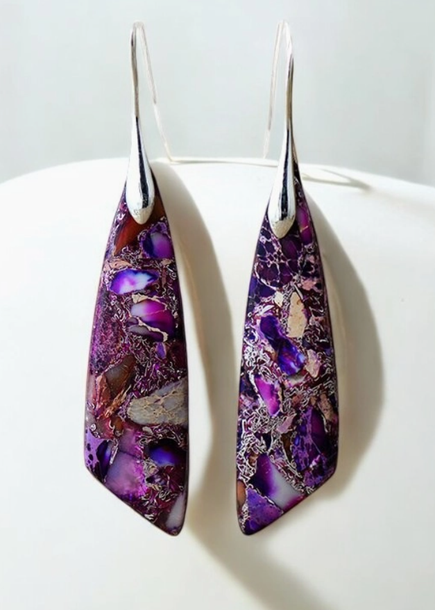 Jasper Earrings Purple