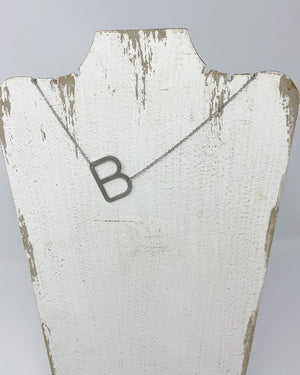 Large silver initial necklace